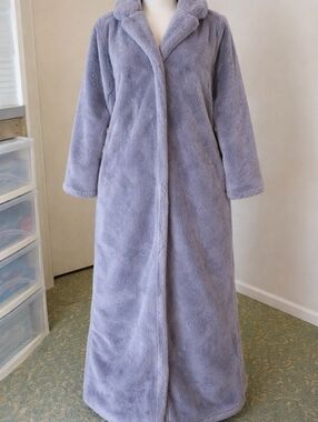 Plush Gray Long Faux Fur Coat